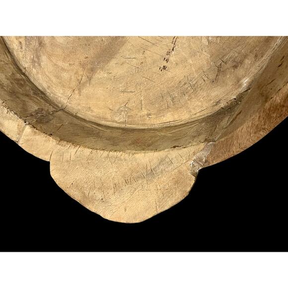 Antique Bread Bowl-Hand Hewn Carved-Parat-Rustic-Primitive-Farmhouse-Boho-18'' - Picture 7 of 9